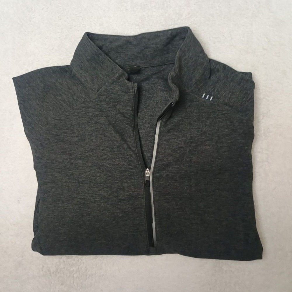 Lululemon Polo Shirt Mens L Gray Long Sleeve 1/4 Zip Athletic Golf Performance
